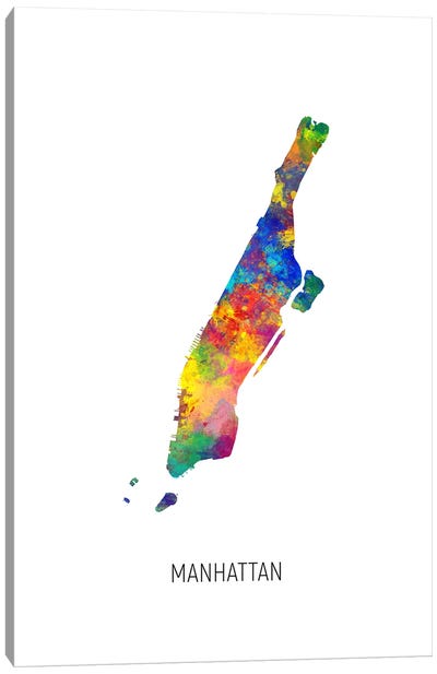 Manhattan New York City Map Canvas Art Print - Michael Tompsett