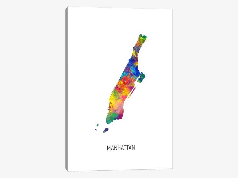 Manhattan New York City Map by Michael Tompsett 1-piece Canvas Print