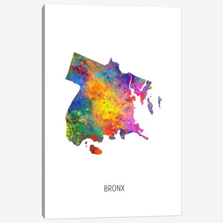 Bronx New York City Map Canvas Print #MTO3632} by Michael Tompsett Canvas Artwork