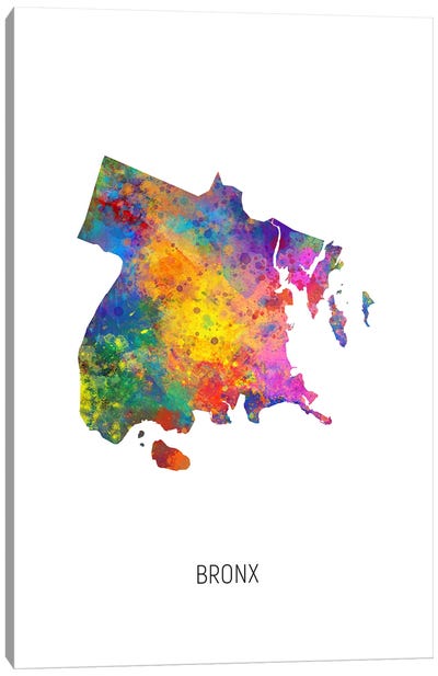 Bronx New York City Map Canvas Art Print - Michael Tompsett