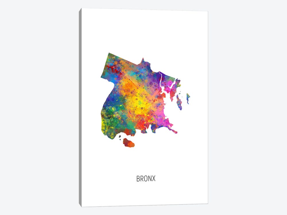Bronx New York City Map by Michael Tompsett 1-piece Canvas Art