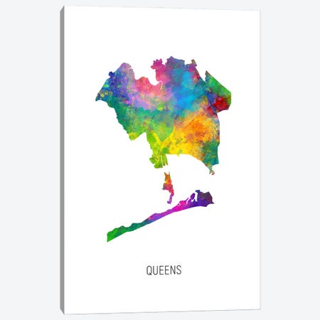 Queens New York City Map Canvas Print #MTO3634} by Michael Tompsett Canvas Art Print