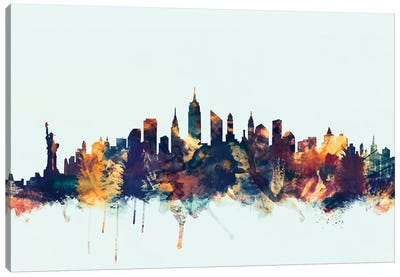 New York City, New York, USA II On Blue Canvas Art Print - Famous Architecture & Engineering