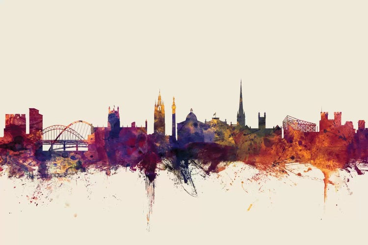 Beige Background Skyline Of Newcastle, England, United Kingdom