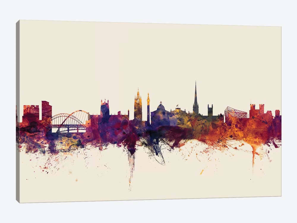Newcastle, England, United Kingdom On Beige 1-piece Canvas Art Print