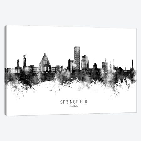 Springfield Illinois Skyline Name B&W Canvas Print #MTO3650} by Michael Tompsett Canvas Art