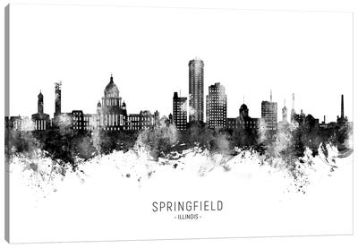 Springfield Illinois Skyline Name B&W Canvas Art Print