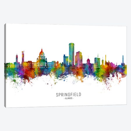 Springfield Illinois Skyline City Name Canvas Print #MTO3651} by Michael Tompsett Canvas Art