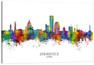 Springfield Illinois Skyline City Name Canvas Art Print - Michael Tompsett