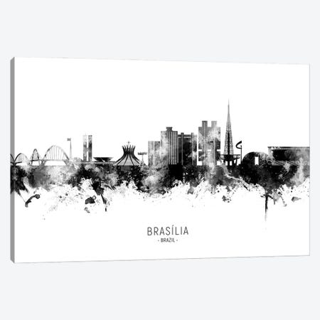 Brasilia Brazil Skyline Name B&W Canvas Print #MTO3652} by Michael Tompsett Canvas Artwork