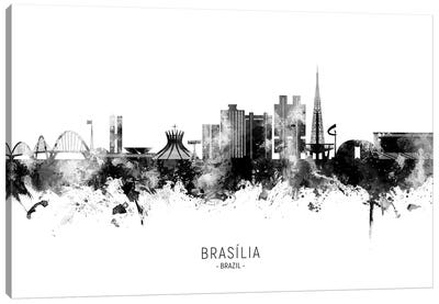 Brasilia Brazil Skyline Name B&W Canvas Art Print - Brazil Art
