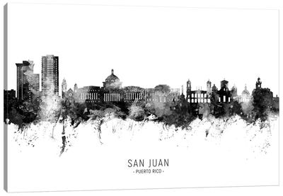 San Juan Puerto Rico Skyline Name B&W Canvas Art Print - San Juan