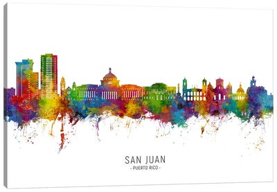 San Juan Puerto Rico Skyline City Name Canvas Art Print - Michael Tompsett
