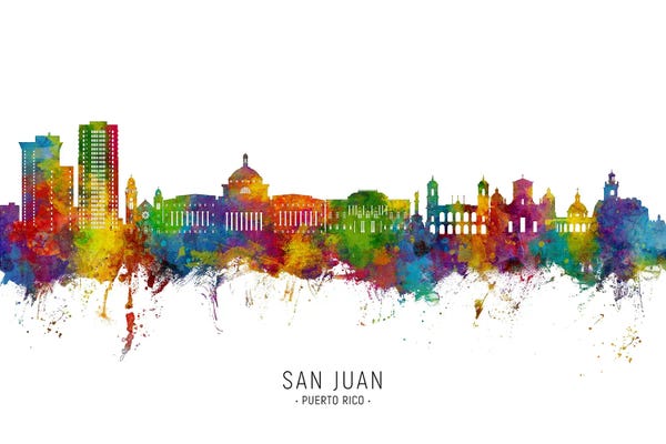Puerto Rico: San Juan Puerto Rico Skyline City Name by Michael Tompsett