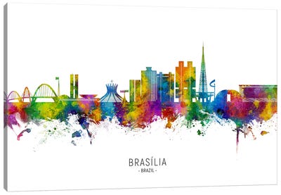 Brasilia Brazil Skyline City Name Canvas Art Print - South America Art
