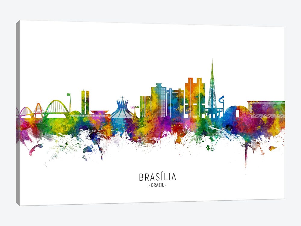 Brasilia Brazil Skyline City Name by Michael Tompsett 1-piece Art Print