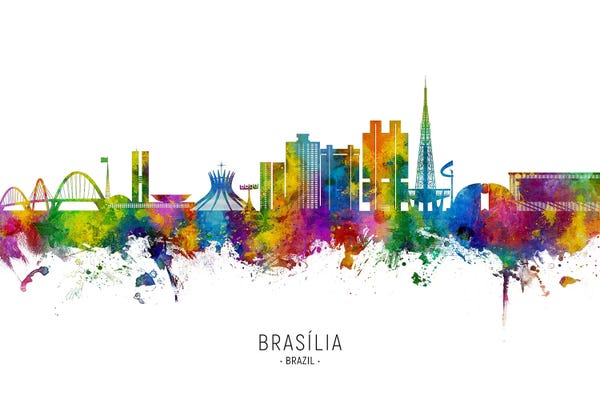 Brazil: Brasilia Brazil Skyline City Name by Michael Tompsett