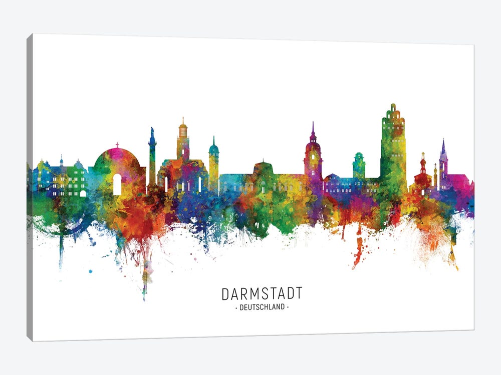 Darmstadt Deutschland Skyline by Michael Tompsett 1-piece Canvas Artwork
