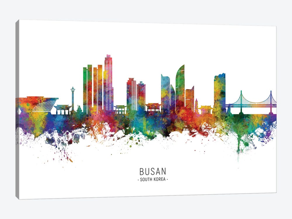 Busan South Korea Skyline by Michael Tompsett 1-piece Canvas Art Print