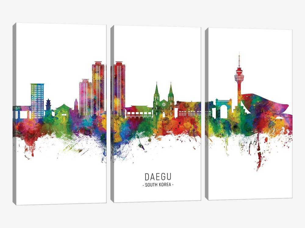 Daegu South Korea Skyline by Michael Tompsett 3-piece Canvas Art Print