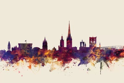 Beige Background Skyline Of Norwich, England, United Kingdom by Michael Tompsett art print