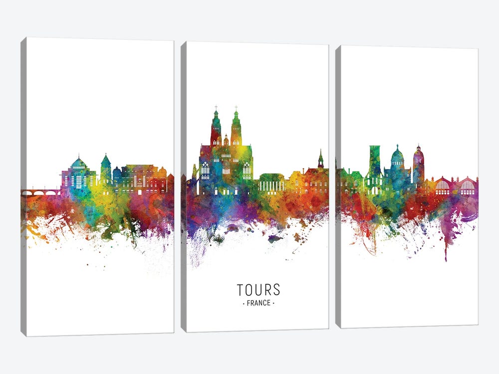 Tours France Skyline by Michael Tompsett 3-piece Art Print
