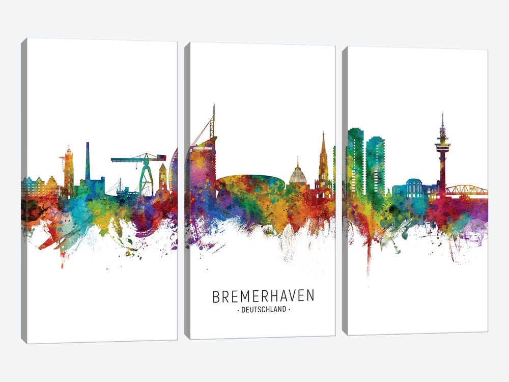Bremerhaven Skyline by Michael Tompsett 3-piece Canvas Art