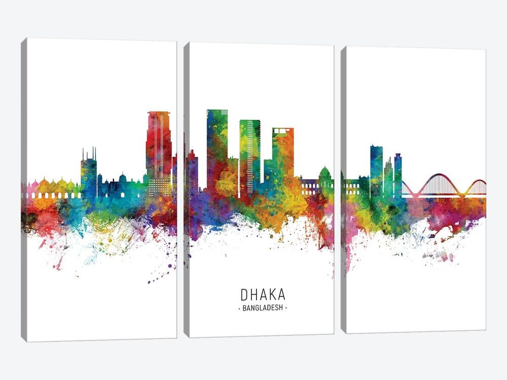 Dhaka Bangladesh Skyline by Michael Tompsett 3-piece Canvas Art Print