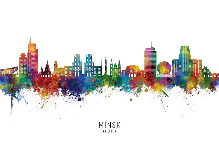 Minsk Belarus Skyline by Michael Tompsett wall art