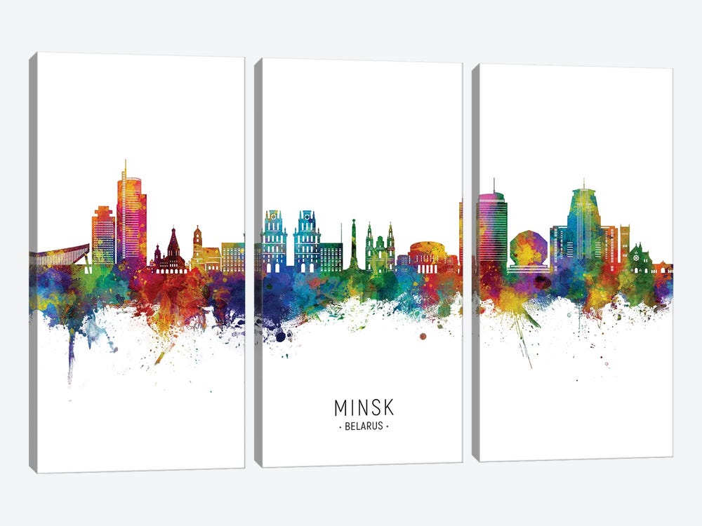 Minsk Belarus Skyline by Michael Tompsett 3-piece Art Print