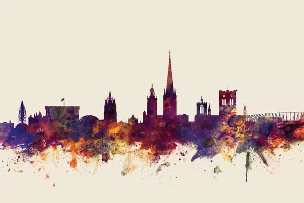 Beige Background Skyline Of Norwich, England, United Kingdom