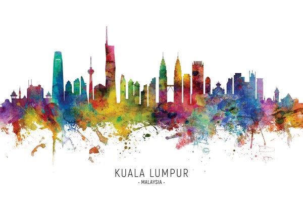 Malaysia: Rainbow Splash Kuala Lumpur Malaysia Skyline by Michael Tompsett