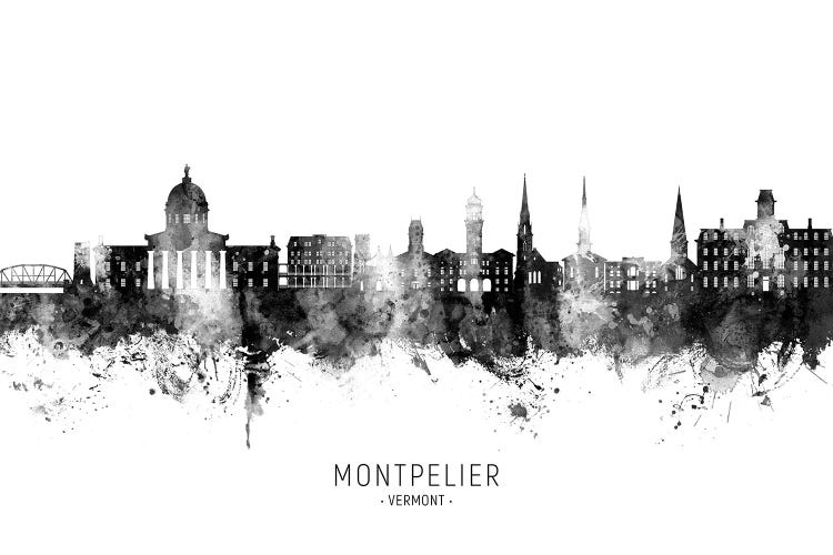 Montpelier Vermont Skyline Name by Michael Tompsett wall art