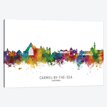 Carmel By The Sea Skyline City Name Canvas Print #MTO3677} by Michael Tompsett Canvas Art Print