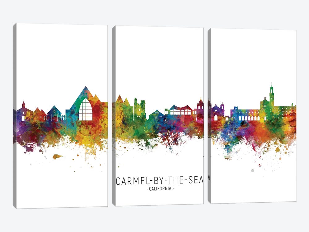 Carmel By The Sea Skyline City Name by Michael Tompsett 3-piece Art Print