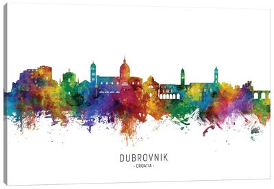 Dubrovnik Croatia Skyline City Name Canvas Art Print - Michael Tompsett