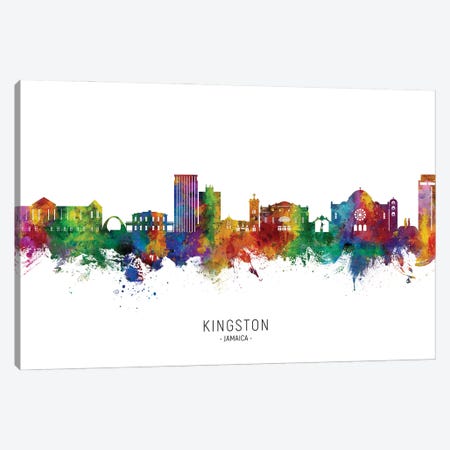 Kingston Jamaica Skyline City Name Canvas Print #MTO3680} by Michael Tompsett Canvas Art Print