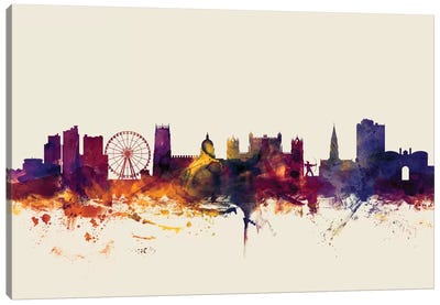 Nottingham, England, United Kingdom On Beige Canvas Art Print - Ferris Wheels