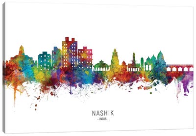 Nashik India Skyline City Name Canvas Art Print - Michael Tompsett