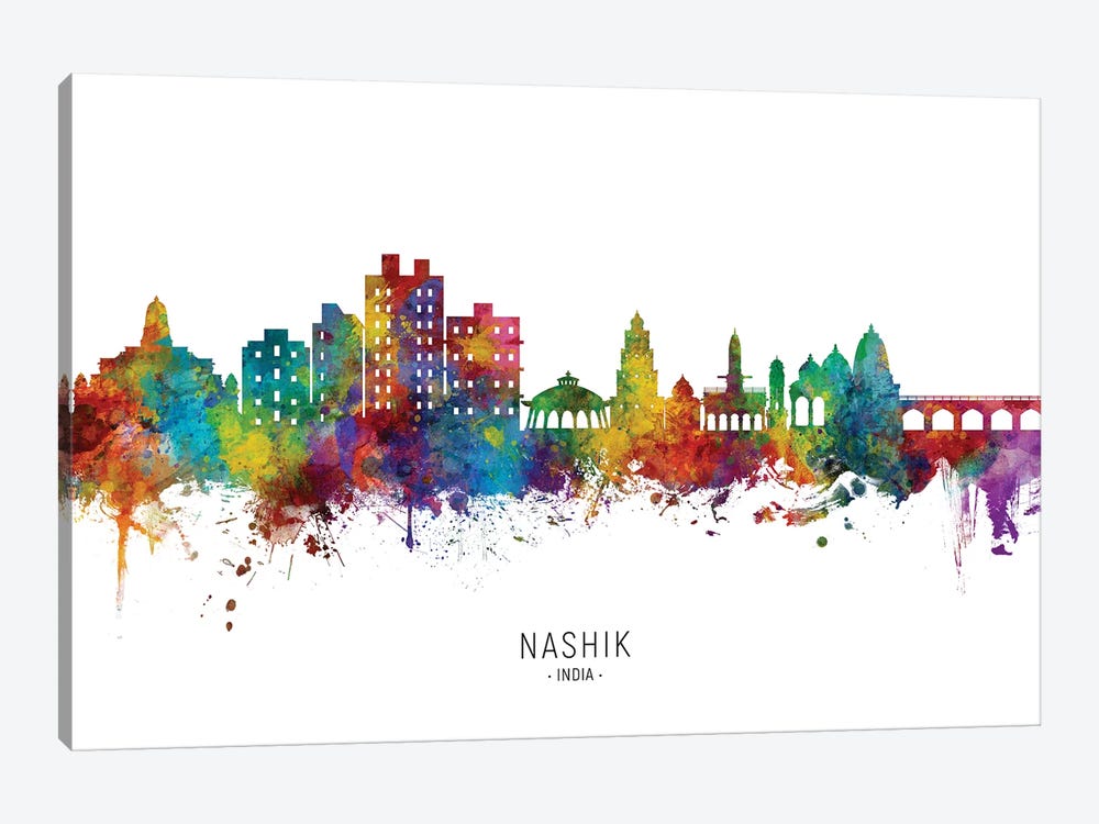 Nashik India Skyline City Name by Michael Tompsett 1-piece Canvas Art Print