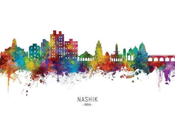 India: Nashik India Skyline City Name by Michael Tompsett