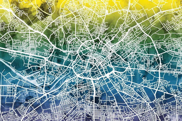 Gradient Map Of Manchester, England, United Kingdom by Michael Tompsett wall art