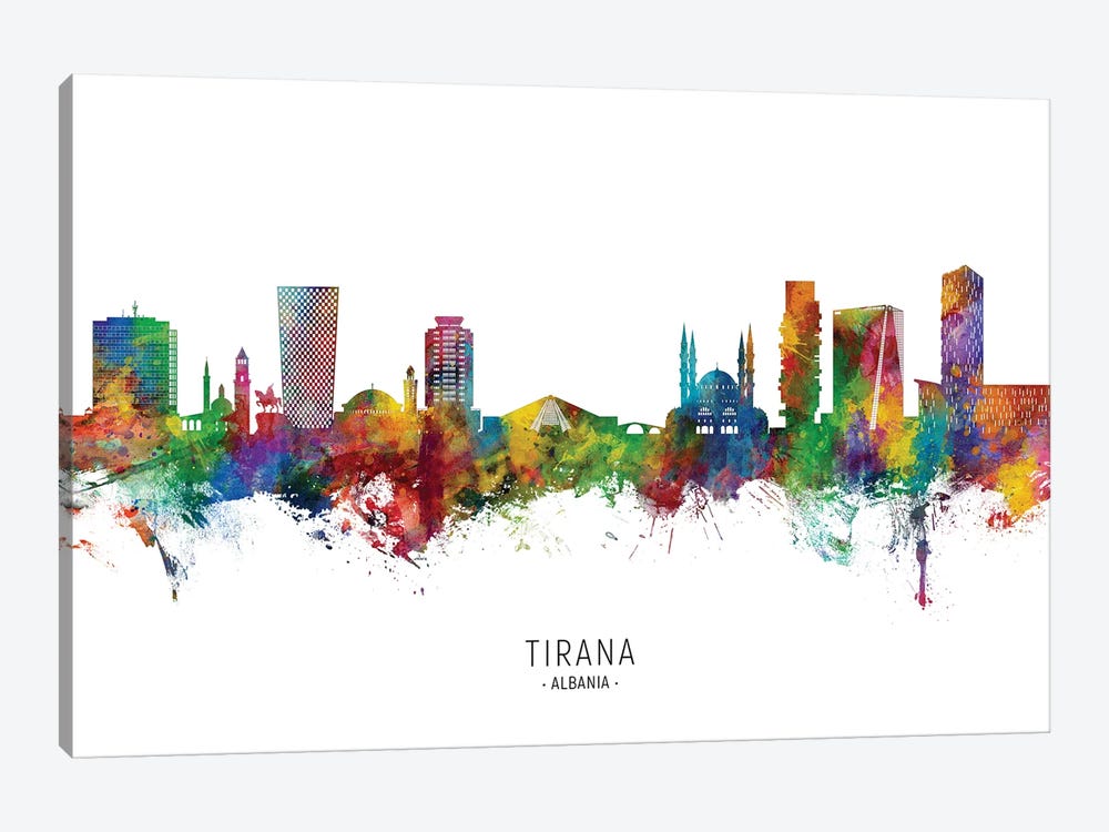 Tirana Albania Skyline City Name by Michael Tompsett 1-piece Canvas Art