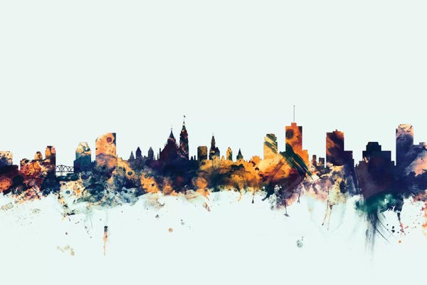 Ottawa: Ottawa, Canada On Blue by Michael Tompsett