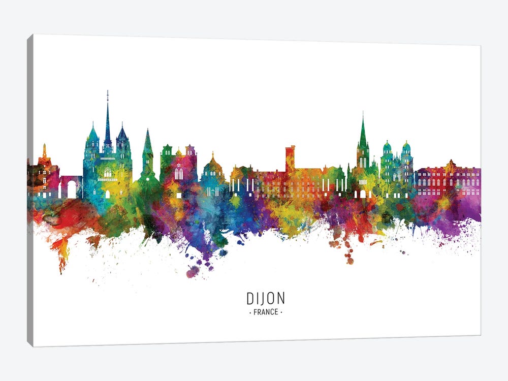 Dijon France Skyline City Name by Michael Tompsett 1-piece Art Print