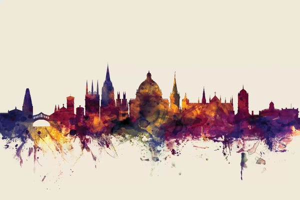 Oxford: Beige Background Skyline Of Oxford, England, United Kingdom by Michael Tompsett