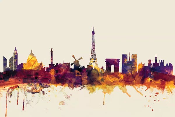 Île-de-France: Paris, France On Beige by Michael Tompsett