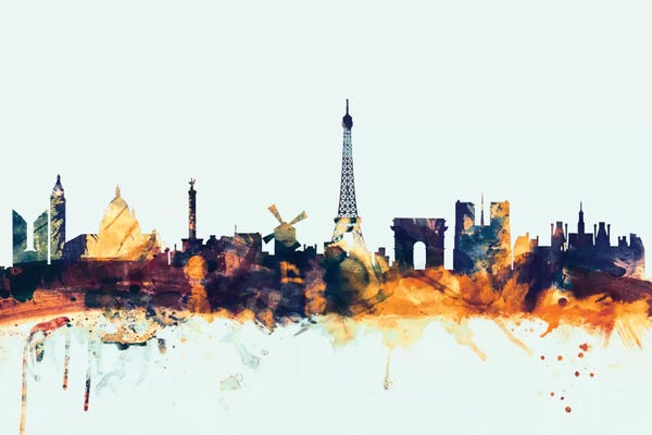 Île-de-France: Paris, France On Blue by Michael Tompsett