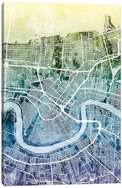New Orleans, Louisiana, USA Canvas Art Print - 3-Piece Map Art