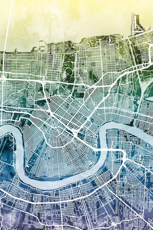 Gradient Map Of New Orleans, Louisiana, USA by Michael Tompsett wall art